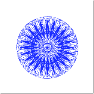 Mandala (blue on white) Posters and Art